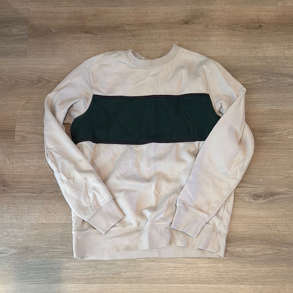 Goodfellow & Co Cream and Green Crewneck Sweater